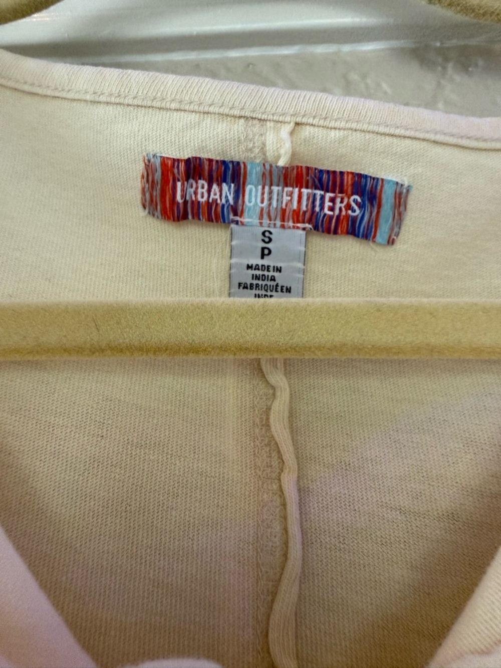 Urban Outfitters Pale Cream Cropped Henley Top - Picture 3 of 4